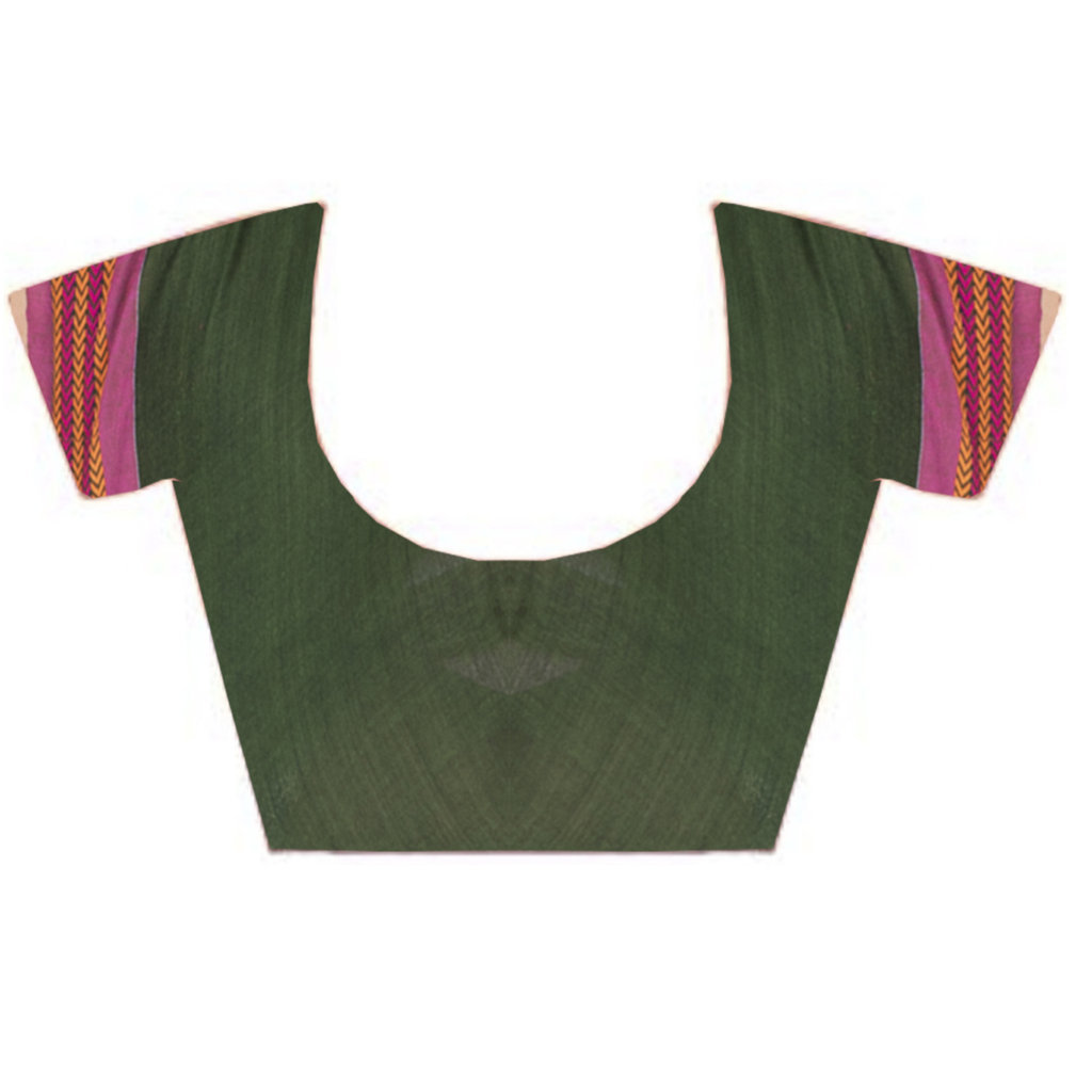 Dark Green Pure Cotton Begompuri_Hand Hand Loom Saree (672)